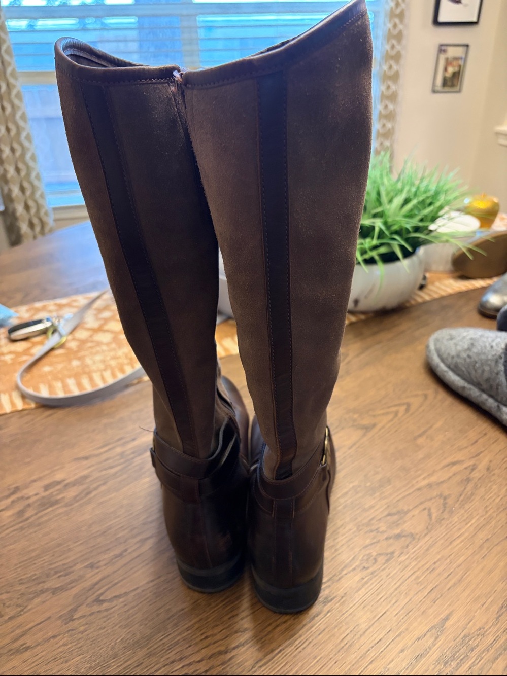 Rockport Brown Leather & Suede Tall Riding Boots - Picture 2 of 6